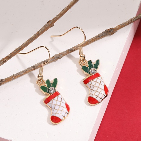 Cute Christmas Socks Alloy Inlay Rhinestones Women'S Drop Earrings 1 Pair's discount tags