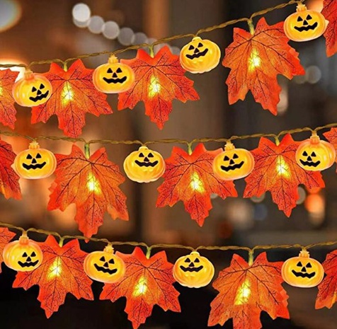Halloween Fashion Pumpkin Maple Leaf Plastic Party String Lights's discount tags