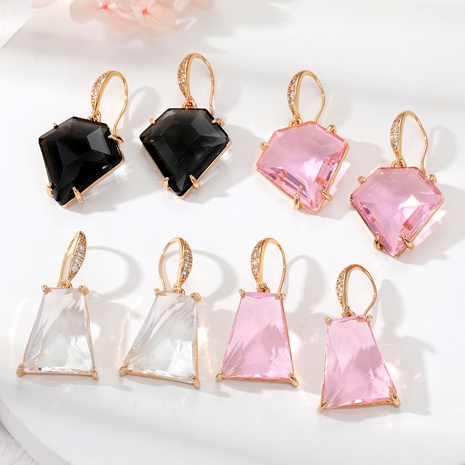 Fashion Trapezoid Alloy Irregular Inlay Crystal Women'S Drop Earrings 1 Pair's discount tags