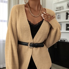 Simple Style Solid Color Acrylic V Neck Long Sleeve Regular Sleeve Cardigan