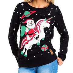 Casual Santa Claus Acrylic Round Neck Long Sleeve Regular Sleeve Rib-Knit Sweater