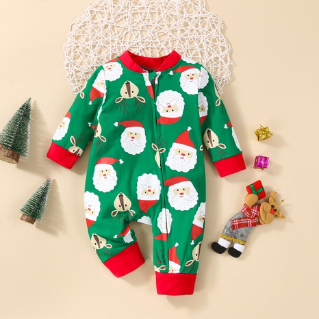 Christmas Fashion Santa Claus Printing Cotton Blend Baby Rompers's discount tags