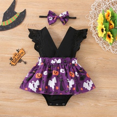 Halloween Fashion Pumpkin Polyester Baby Rompers