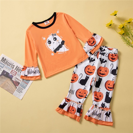 Halloween Fashion ghost Polyester Girls Clothing Sets's discount tags