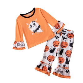 Halloween Fashion Stripe Polyester Girls Clothing Setspicture17