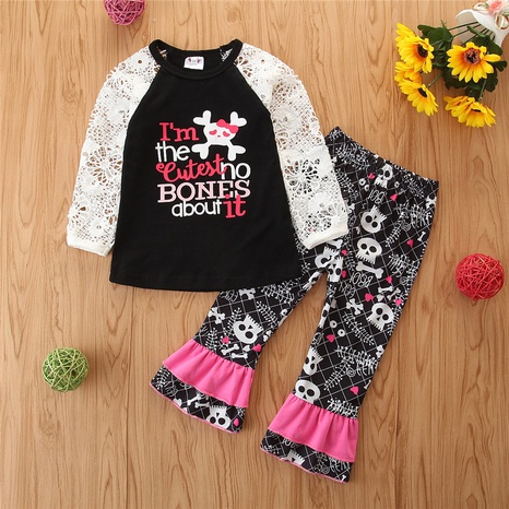 Halloween Fashion Letter Cotton Girls Clothing Sets's discount tags
