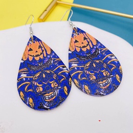 Fashion Pumpkin Letter Water Droplets PU Leather WomenS Earrings 1 Pairpicture10