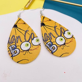 Fashion Pumpkin Letter Water Droplets PU Leather WomenS Earrings 1 Pairpicture18
