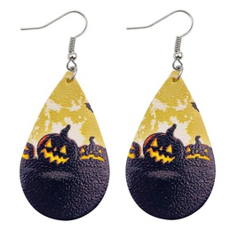 Fashion Pumpkin Letter Water Droplets PU Leather WomenS Earrings 1 Pairpicture22