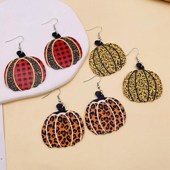 Fashion Pumpkin Maple Leaf PU Leather Women'S Earrings 1 Pair
