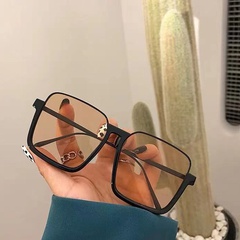 Fashion Solid Color Resin Square Half Frame Women's Sunglasses