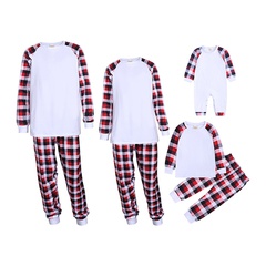 Fashion Stripe Plaid Polyester Printing Pants Sets Casual Pants Hoodie Family Matching Outfits