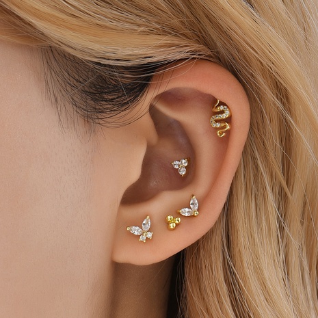 Fashion Butterfly Copper Plating Zircon Ear Studs 1 Set's discount tags