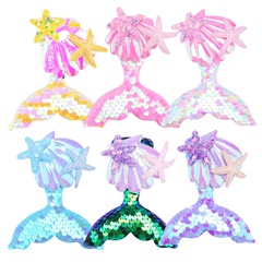 Sweet Fish Tail Plastic Sequins Inlay Shell Hair Clip 1 Piece