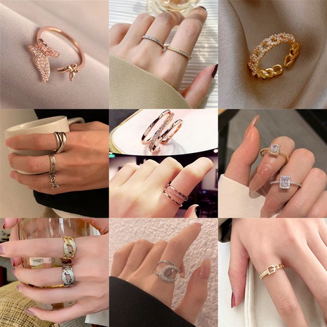 Simple Style Geometric Metal Plating Artificial Gemstones Women'S Open Ring 1 Piece's discount tags