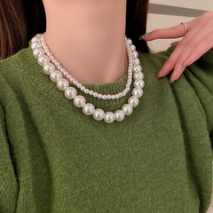Glam Round Alloy Beaded Artificial Pearls Women'S Necklace 1 Piece