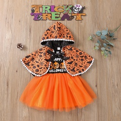 Halloween Fashion Pumpkin Letter Bowknot Cotton Girls Dresses