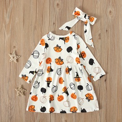 Halloween Fashion Pumpkin Bowknot Polyester Girls Dresses