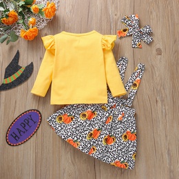 Halloween Fashion Leopard Bowknot Cotton Girls Clothing Setspicture23