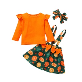 Halloween Fashion Leopard Bowknot Cotton Girls Clothing Setspicture34