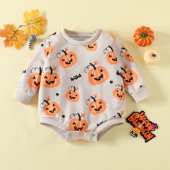 Halloween Fashion Pumpkin Button Cotton Baby Rompers