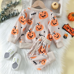 Halloween Fashion Pumpkin Cotton Girls Clothing Setspicture14