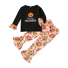 Halloween Fashion Pumpkin Cotton Girls Clothing Setspicture14