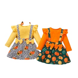 Halloween Fashion Leopard Bowknot Cotton Girls Clothing Setspicture22