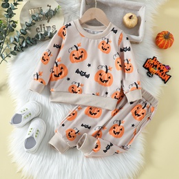 Halloween Fashion Pumpkin Cotton Girls Clothing Setspicture16