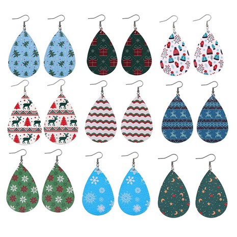 Fashion Christmas Tree Water Droplets Snowflake PU Leather Women'S Earrings 1 Pair's discount tags