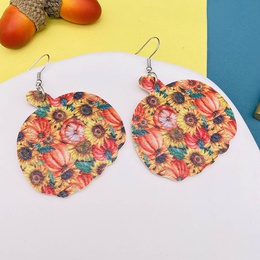 Retro Pumpkin Sunflower PU Leather WomenS Earrings 1 Pairpicture9