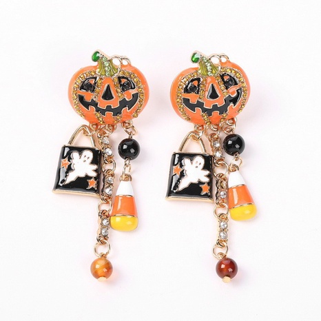 Gothic Pumpkin Alloy Enamel Artificial Rhinestones Women'S Drop Earrings 1 Pair's discount tags
