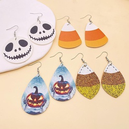 Cartoon Style Water Droplets Ghost PU Leather WomenS Earrings 1 Pairpicture10