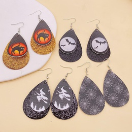 Cartoon Style Water Droplets Ghost PU Leather WomenS Earrings 1 Pairpicture8