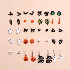 Funny Pumpkin Bat Ghost Metal Enamel Women'S Drop Earrings Ear Studs 1 Set