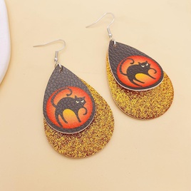 Cartoon Style Water Droplets Ghost PU Leather WomenS Earrings 1 Pairpicture14