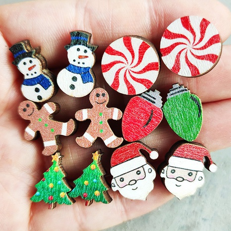 Cute Christmas Tree Gingerbread Snowman Wood Women'S Ear Studs 1 Pair's discount tags
