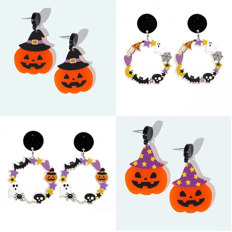 Cute Pumpkin Arylic Printing Women'S Drop Earrings 1 Pair's discount tags