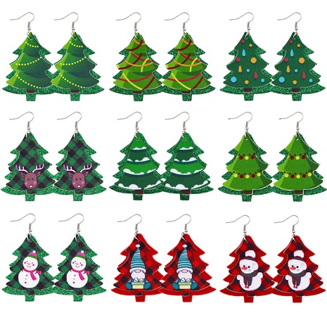 Fashion Christmas Tree Snowman PU Leather Women'S Drop Earrings 1 Pair's discount tags