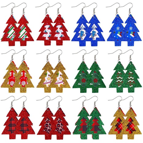 Retro Christmas Tree PU Leather Women'S Drop Earrings 1 Pair's discount tags