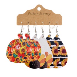 Retro Pumpkin Sunflower PU Leather WomenS Earrings 1 Pairpicture10