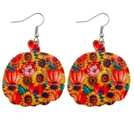Retro Pumpkin Sunflower PU Leather WomenS Earrings 1 Pairpicture13