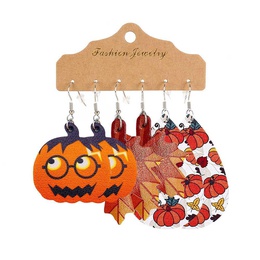 Fashion Pumpkin Maple Leaf PU Leather WomenS Earrings 1 Pairpicture10