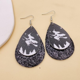 Cartoon Style Water Droplets Ghost PU Leather WomenS Earrings 1 Pairpicture15