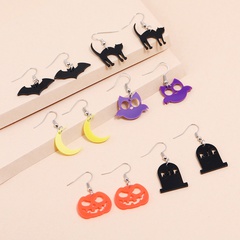 Hip-Hop Pumpkin Moon Bat Arylic Women'S Earrings 1 Set