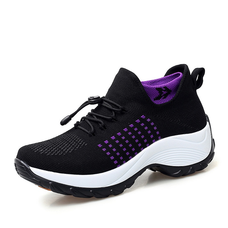 WomenS Casual Color Block Round Toe Sports Shoes