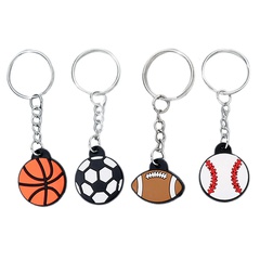 Simple Style Basketball Football PVC Metal Epoxy Bag Pendant Keychain 3 Pieces 4 Pieces
