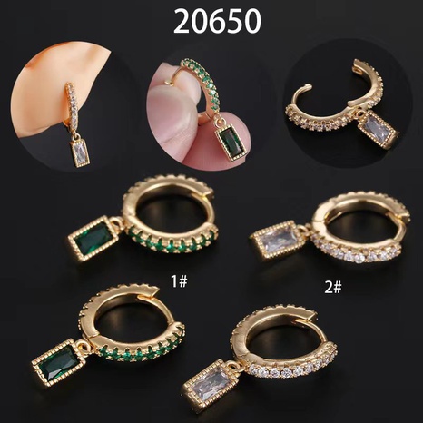 Fashion Square Copper Inlay Zircon Drop Earrings 1 Piece's discount tags