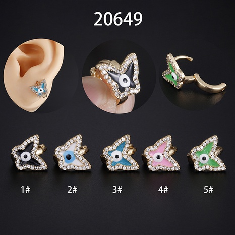 Fashion Eye Butterfly Copper Enamel Inlay Zircon Earrings 1 Piece's discount tags