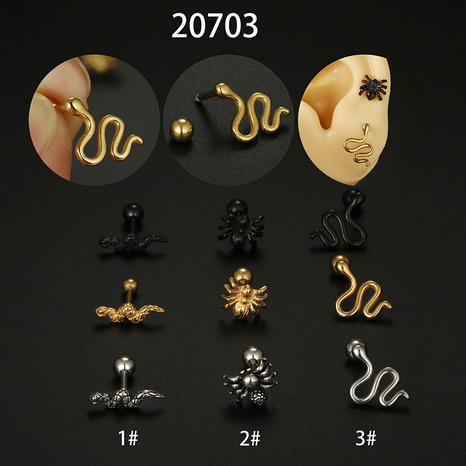 Cool Style Snake Spider Titanium Steel Plating Ear Studs 1 Piece's discount tags